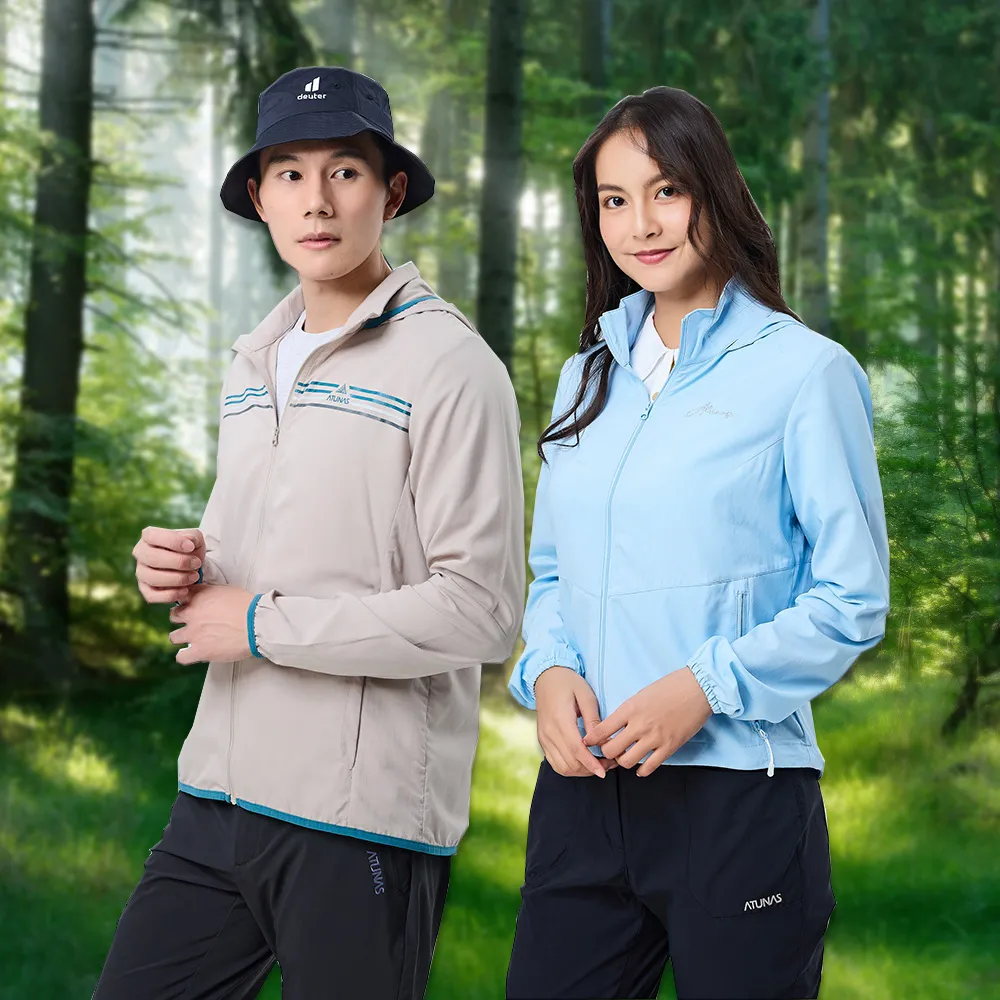 【ATUNAS 歐都納】女男款防曬透氣輕薄風衣連帽外套(A8GA2308M/A8GA2309W/戶外休閒/大尺碼)