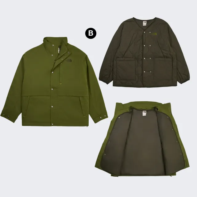 【The North Face】中性款防水透氣三合一外套內搭鋪棉外套(多款任選)