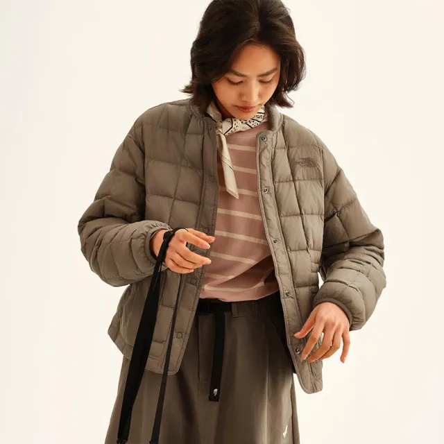 【The North Face】北面女款褐色DWR防潑水寬鬆羽絨外套|8J6U2H9