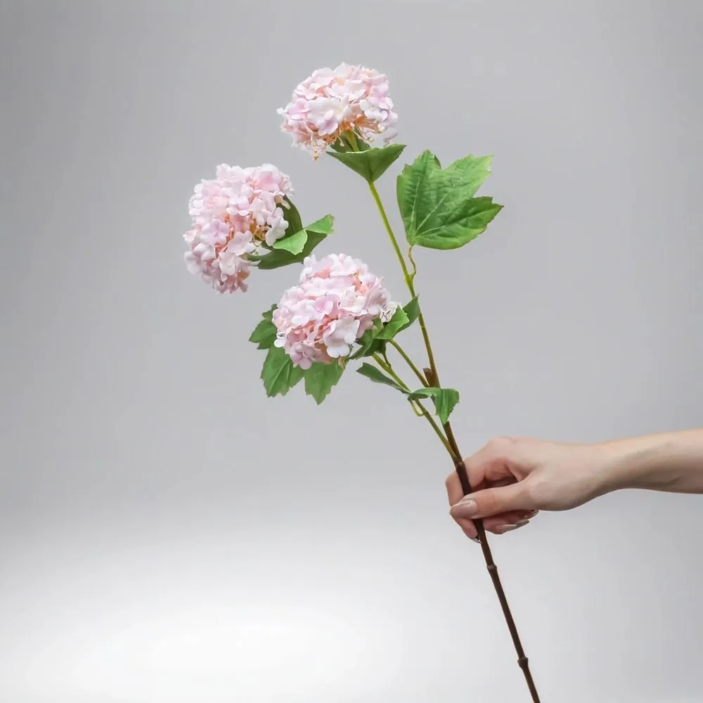 【Floral M】京都夏日繡球木槿粉仿真花花材1入組(人造花/仿真花/假花/花藝DIY/裝飾花材)