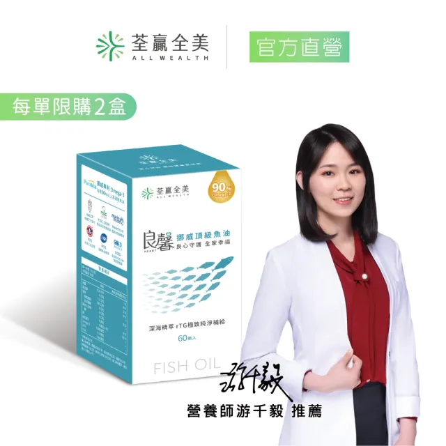 【荃贏全美】良馨挪威頂級魚油x1盒(共60顆/盒)