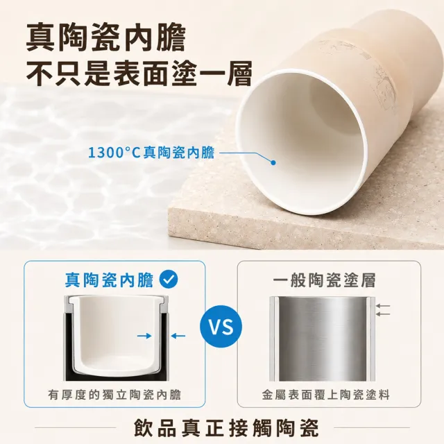 【IKUK 艾可】2入組-真陶瓷內膽保溫保冰杯-吸管杯冰壩杯900ml贈5件組配件(特惠組/保溫瓶)