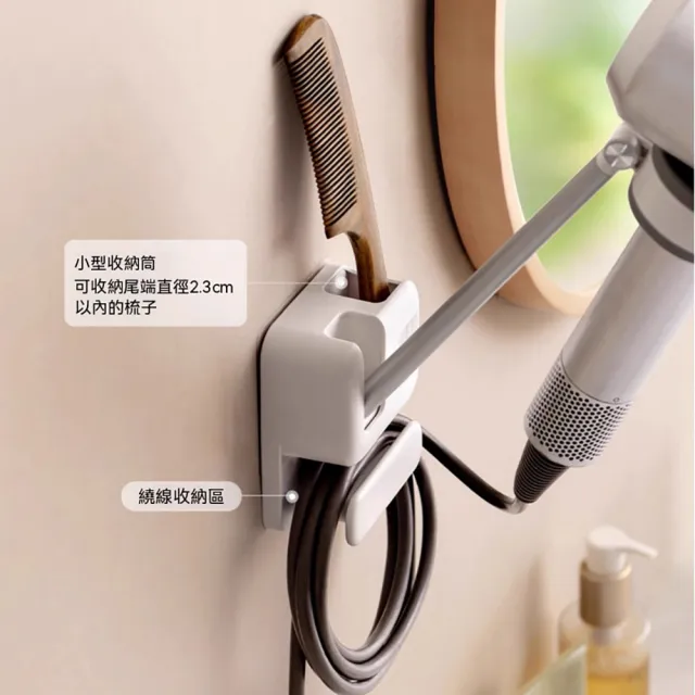 LEZUN 浴室免打孔風筒架 360°可調節免手持吹髮架(吹風機架/吹風機支架/壁掛吹風機架)