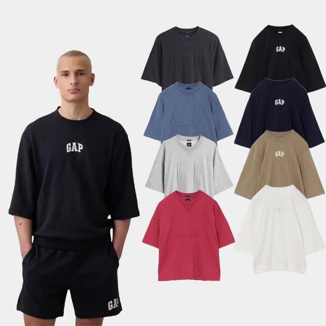 【GAP】男裝 寬版法式毛圈布短版T恤-多款任選(894498&898685&898684)