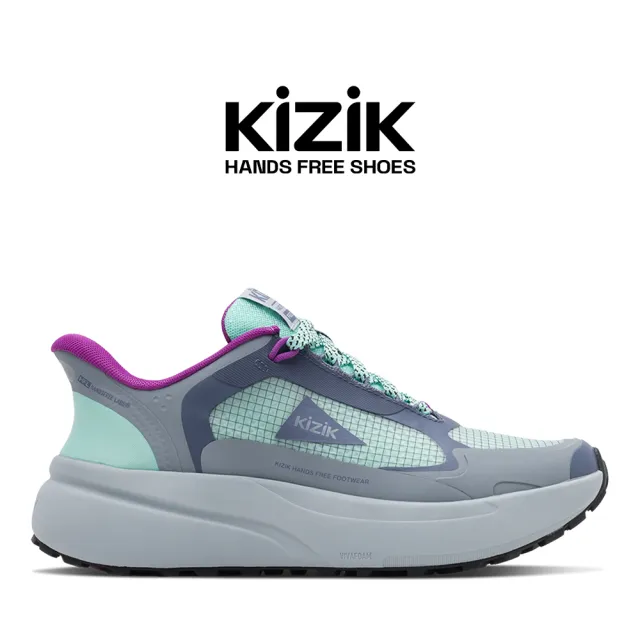【KIZIK】女鞋 越野鞋 慢跑鞋 運動鞋 Freedom run trail 綠灰紫 WFRT2602 回彈 秒穿 免手瞬穿科技
