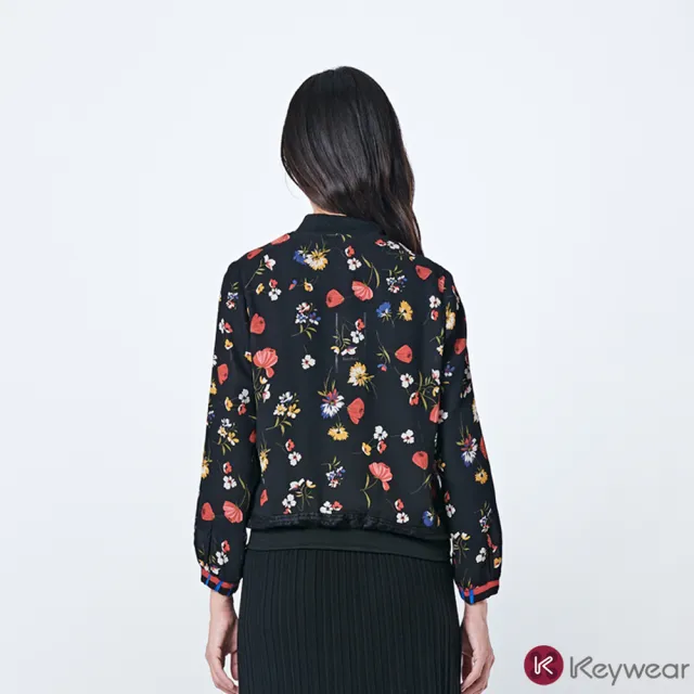 【KeyWear 奇威名品】優雅印花夾克長袖外套
