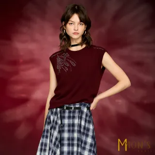 【MON’S】繁花燙鑽蓋袖上衣(直)
