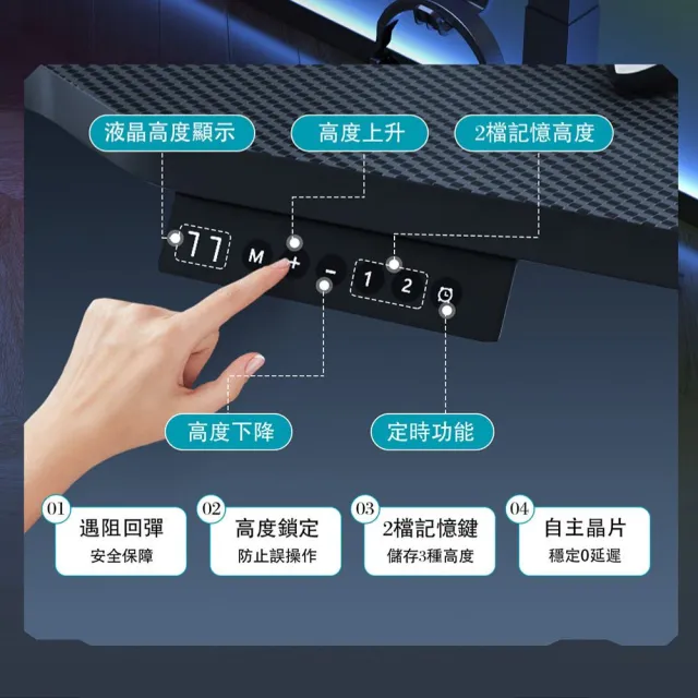 【C&D】殿堂級電動升降桌-12075款碳纖維桌板賣場(桌腿需另外選購)