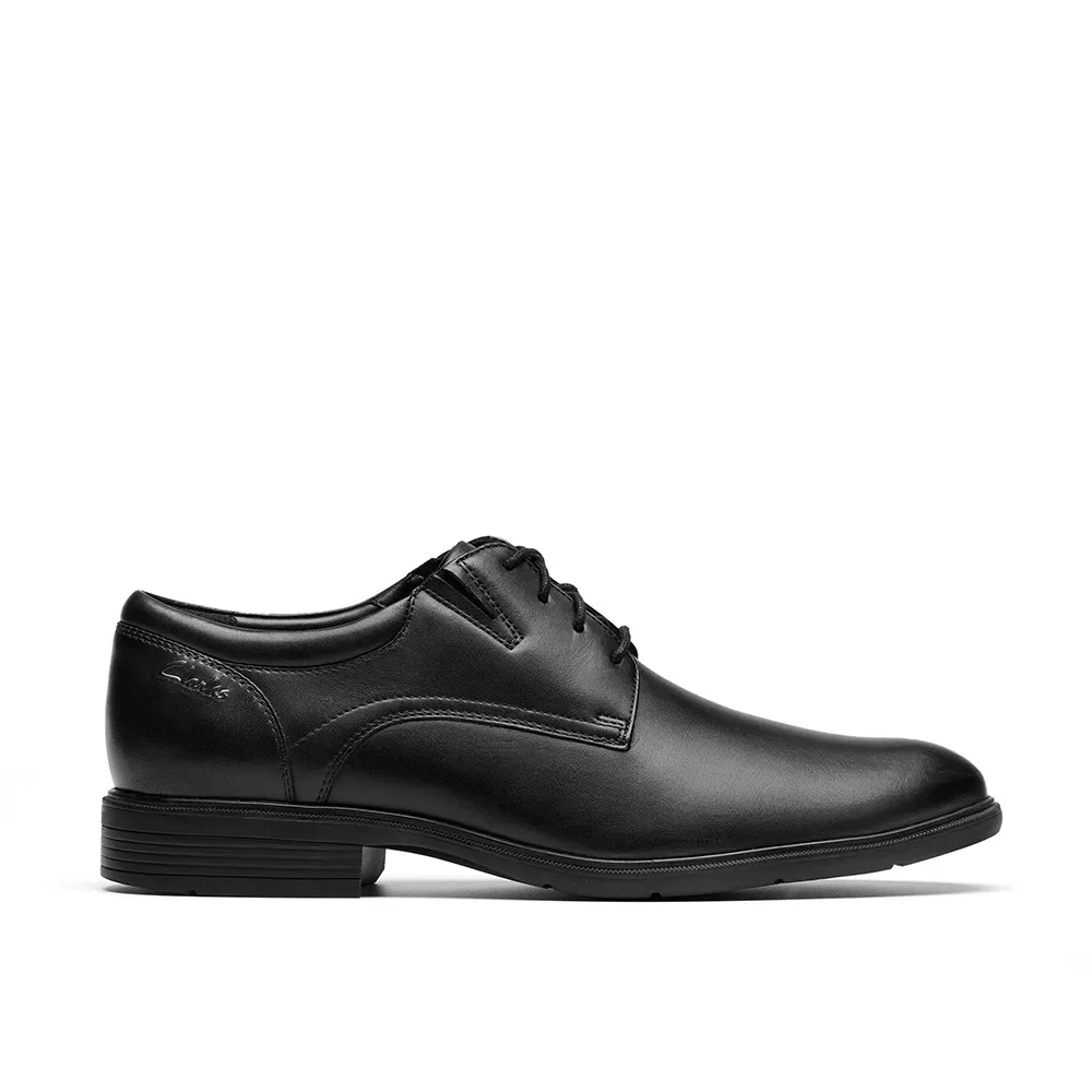 【Clarks】男鞋 Steadwell Lace 寬楦素面紳士鞋 皮鞋(CLM84679D)