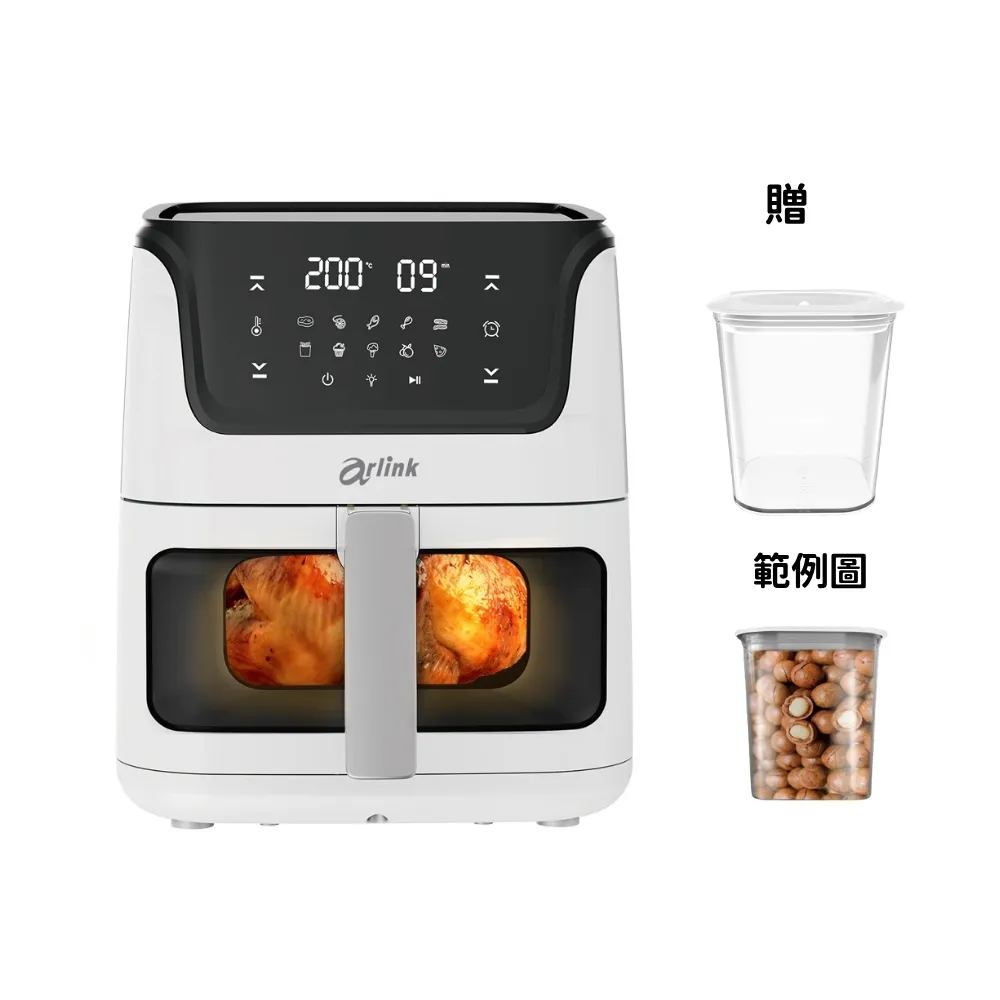 【Arlink】AF-808 6公升大容量氣炸鍋 液晶觸控氣炸鍋 可透視氣炸鍋 (氣炸/玻璃氣炸鍋/炸油鍋/氣炸內鍋)