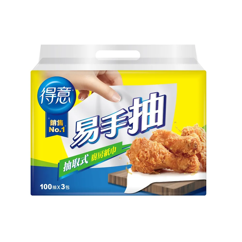 moPro會員專屬【得意】抽取式廚房紙巾_易手抽(100抽x24包)
