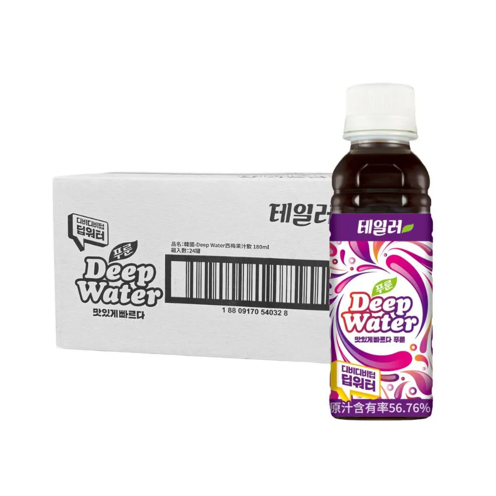 【Taylor】韓國Olive Young熱銷 Deep water西梅果汁飲 正宗黑棗汁/李子汁 180mlx2箱(共48入)