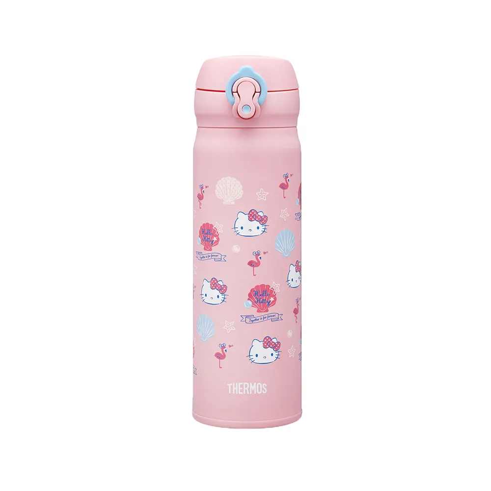 【THERMOS 膳魔師】HelloKitty不鏽鋼超輕量彈蓋真空保溫瓶500ml(JNL-504KT-SSFM 網路限定)