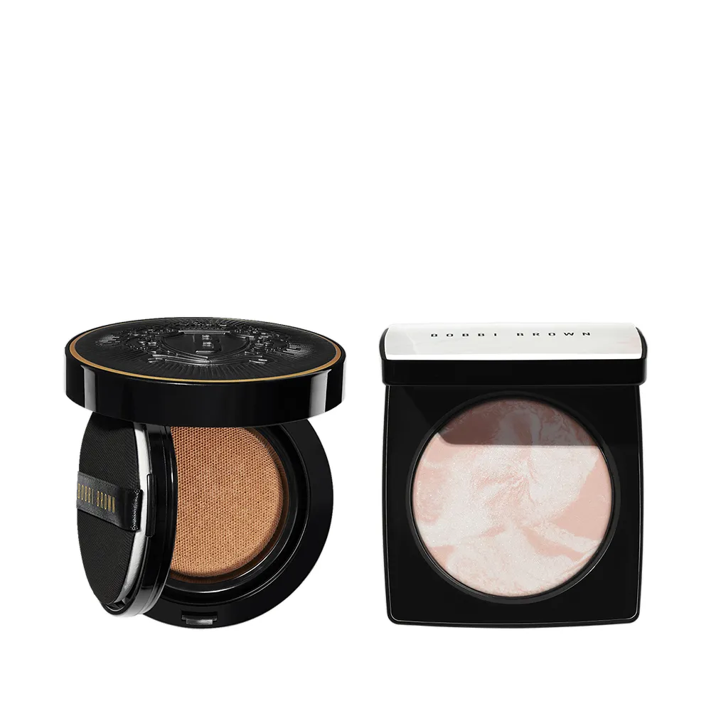 【Bobbi Brown 芭比波朗】霧光氣墊奢光定妝組(磁吸底妝/霧光氣墊+大理石蜜粉餅)