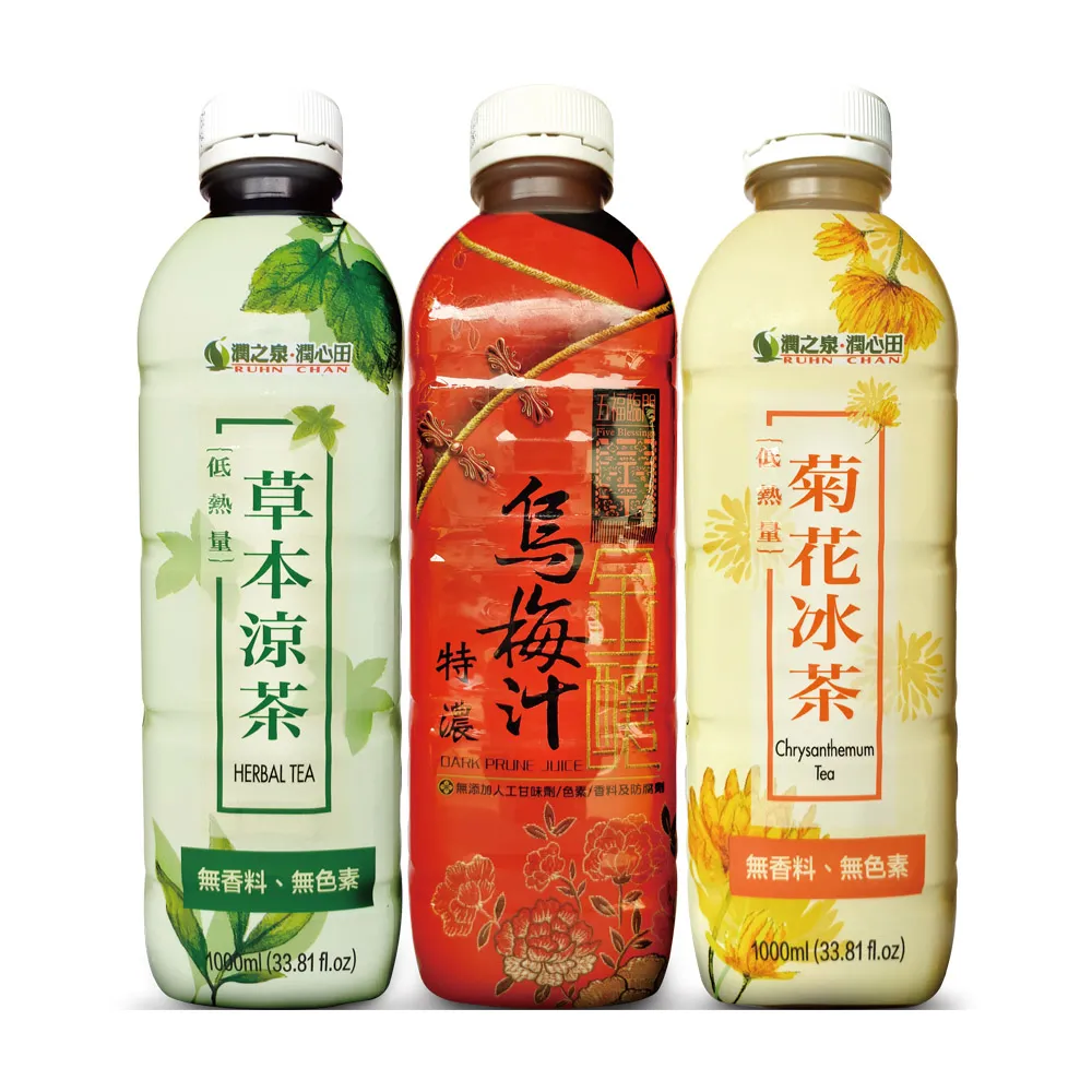 【潤之泉】金釀烏梅汁/草本涼茶/菊花冰茶 1000ml 12入(低卡、不含防腐劑與人工添加物)