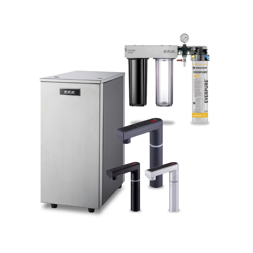 【EVERPURE 愛惠浦】雙溫櫥下型 HS288T PLUS觸控熱飲機+4H2三道式生飲淨水器(前置樹脂+PP)