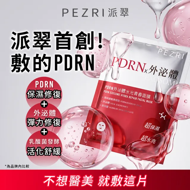 【PEZRI 派翠】★買一送一★PDRN外泌體水光青春面膜(共8片2盒/隋棠推薦/12倍強力鎖水/保濕修復