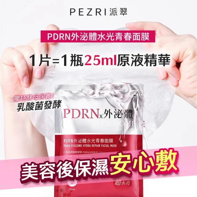 【PEZRI 派翠】★買一送一★PDRN外泌體水光青春面膜(共8片2盒/隋棠推薦/12倍強力鎖水/保濕修復