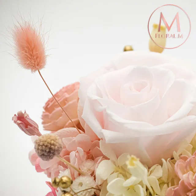 【Floral M】阿爾貝拉永生花禮贈香氛油(乾燥花/永生花/情人節花禮/告白禮物/生日禮物/開幕花禮/居家擺飾)