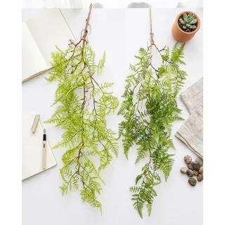 【HUGO DECO 榆果傢飾】特級擬真藤蔓植物 綠色細葉空氣感蕨類 爬藤 單把 系列共兩色