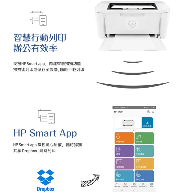 【HP 惠普】官方直營 LaserJet M111w 單功黑白雷射印表機/列印(7MD68A)