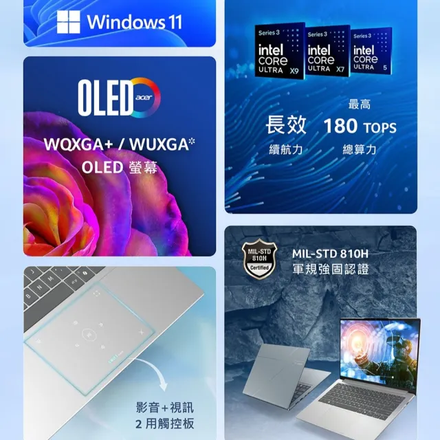 【Acer】微軟M365組★14吋Ultra X9 3K OLED輕薄AI筆電-銀(Swift Go/SFG14-I71-95L1/Ultra X9-388H/32G/1TB)