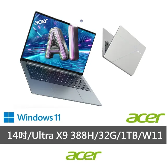 【Acer】Office 2024★14吋Ultra X9 3K OLED輕薄AI筆電(Swift Go/SFG14-I71-95L1/Ultra X9-388H/32G/1TB)