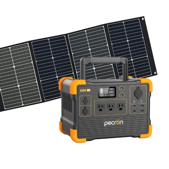【Pecron】儲能電站E600LFP性能小鋼炮1200W+120W太陽能板組(露營儲能入門首選/安全耐用磷酸鐵鋰)