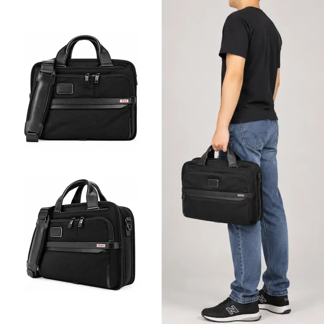 【TUMI】ALPHA 3系列13吋筆電延展性多夾層兩用手提包(黑)