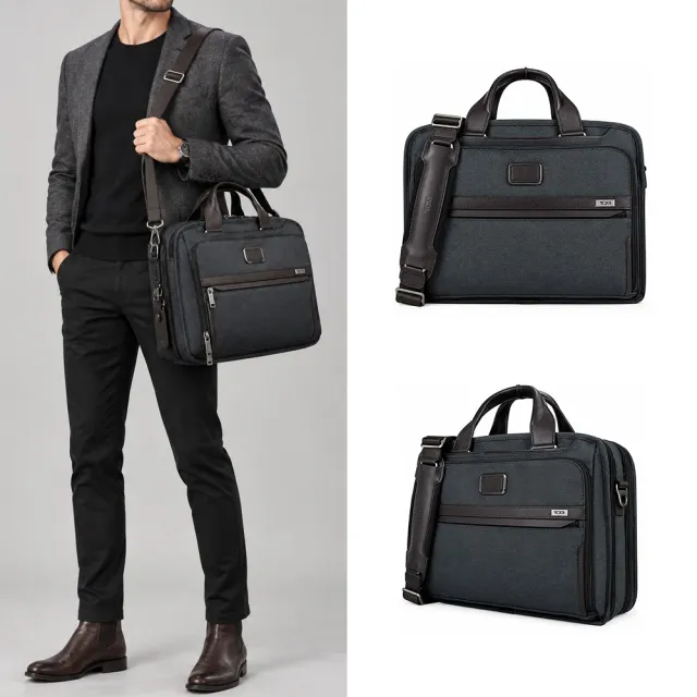 【TUMI】ALPHA 3 ORGANIZER系列15吋筆電兩用手提包(炭灰)