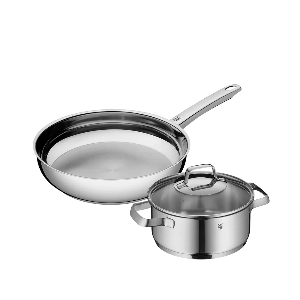 【WMF】Profi Pfannen不鏽鋼煎鍋28cm+Belmonte低身湯鍋20cm 2.5L IH爐/瓦斯爐適用