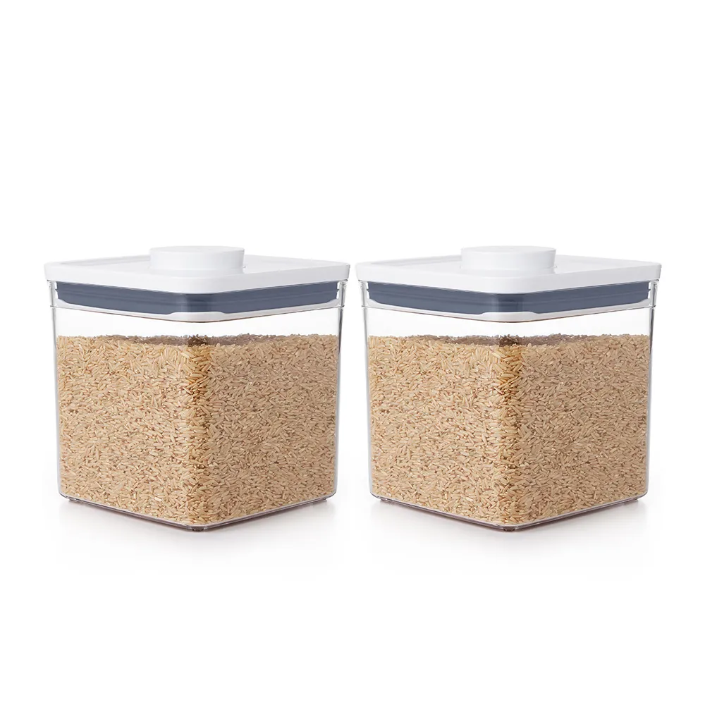 【OXO】大正方2.6L｜ 超值2入｜POP 按壓密封收納保鮮盒(16*16*16 cm 單手開蓋 整齊堆疊)