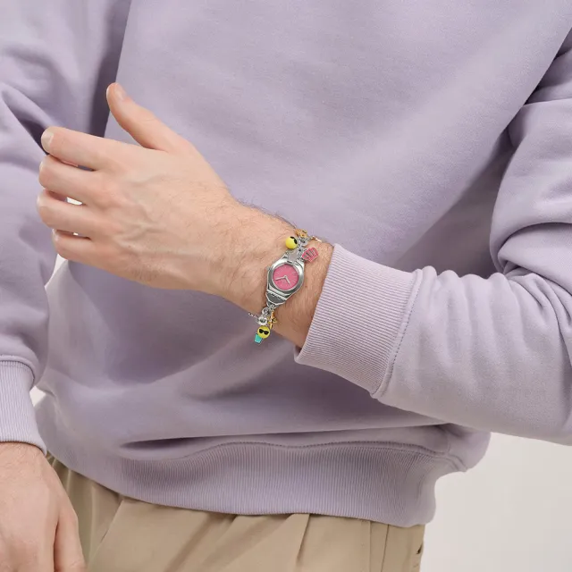 【SWATCH】THE CHARM OF MOM 金屬手錶/女錶/瑞士製造 YSZ101G (25mm)
