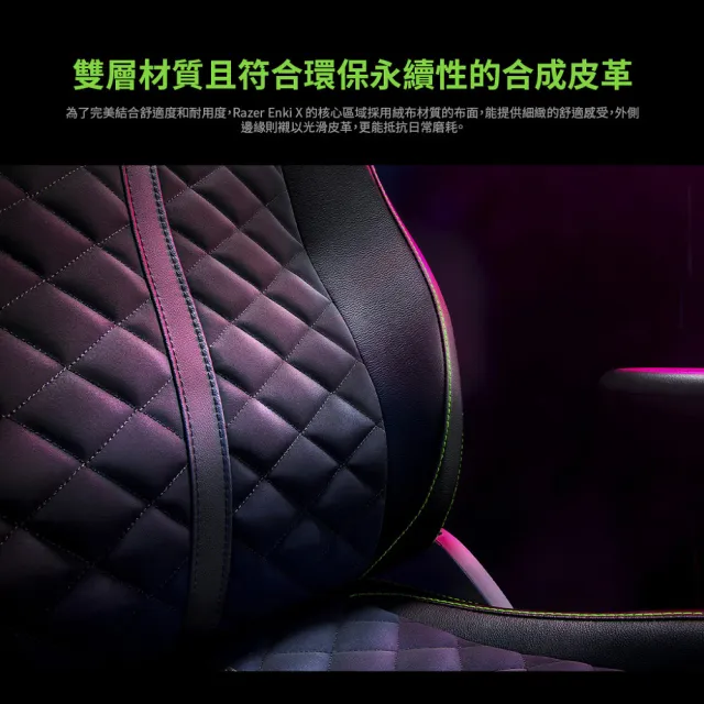 【Razer 雷蛇】搭麥克風★Enki X人體工學設計電競椅/電腦椅/(黑/綠/RZ38-R3U1)+Seiren V3 Mini 魔音海妖