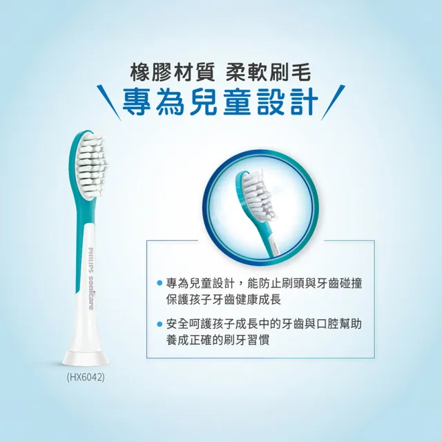 【Philips 飛利浦】HX6322/04 新一代兒童音波震動牙刷 (藍牙連線互動APP/送貼紙/保護乳牙/官方直營)