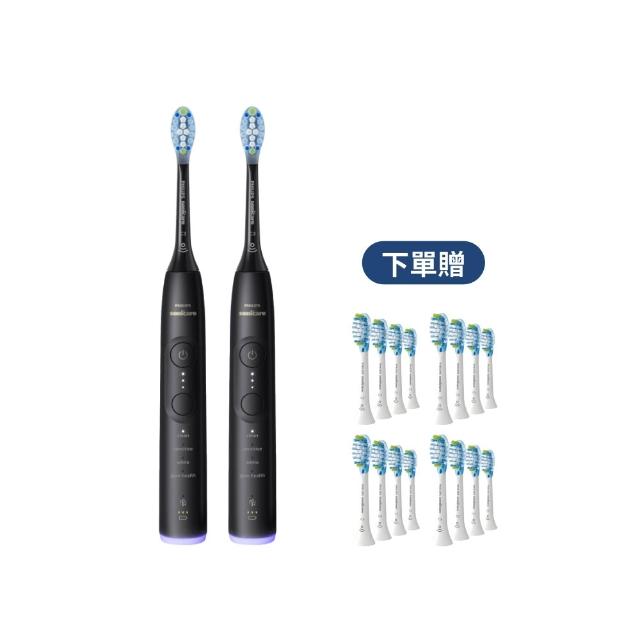 【Philips 飛利浦】momo獨家 HX7421/12 全能亮白音波電動牙刷 2入組-極致黑 (官方直營/momo集資)