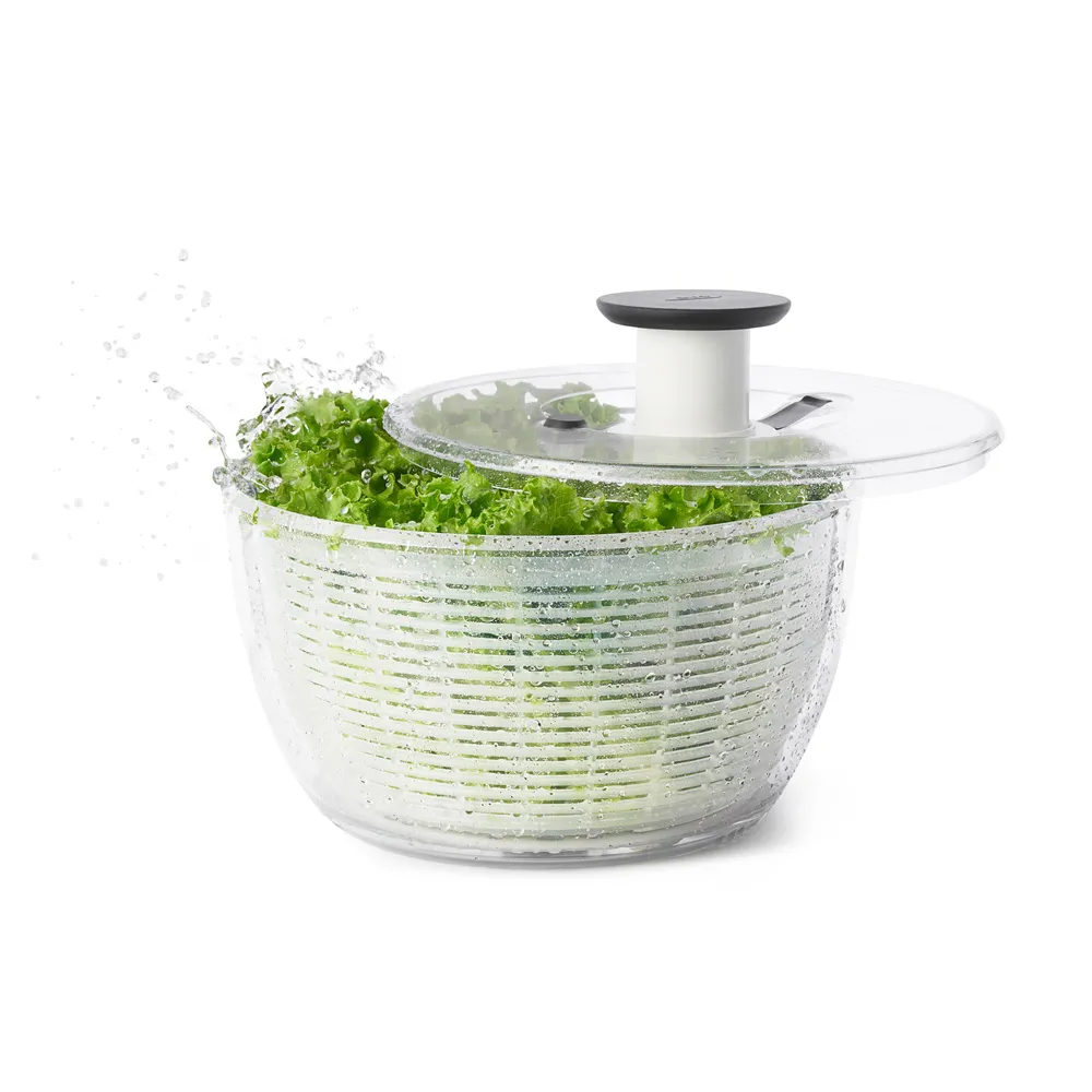【美國OXO】按壓式蔬菜脫水器 6L(快速旋轉 省力順手 可做沙拉盆 適用4-6人份)
