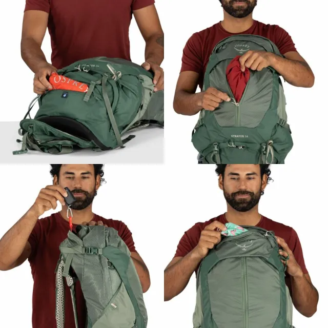 【Osprey】雙11 Stratos 34 透氣網架健行登山背包 男款 涅槃藍 | 登山背包 健行背包 運動背包