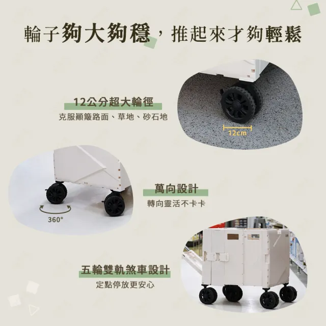 【Arlink】升級附1.5米高彈力綑綁繩 140L雙格擴充多功能收納手推車/露營推車/摺疊拖車/置物箱推車)