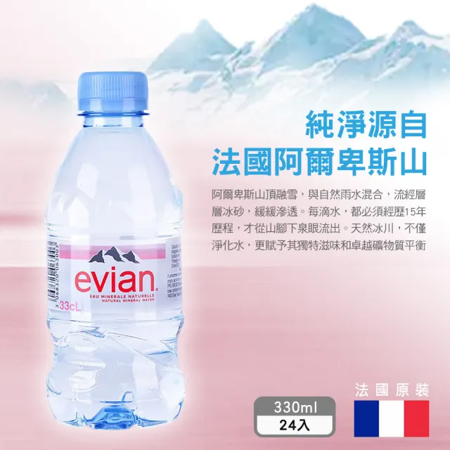 【Evian 依雲】天然礦泉水330mlx24入/箱(法國原裝)