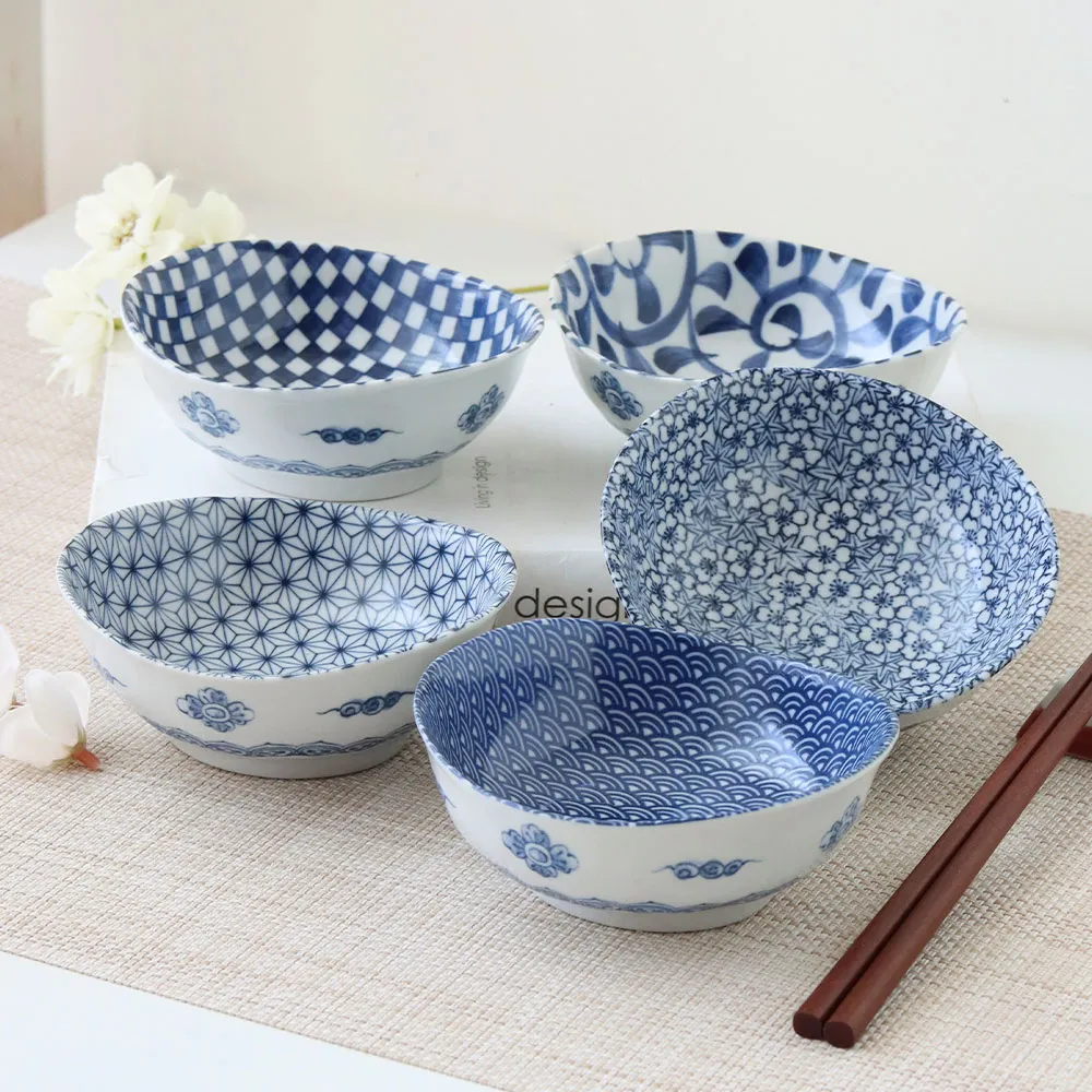 WANDU 瓦讀】日本製霜藍釉紋陶瓷4.5吋淺碗*3入-五款任選- momo購物網