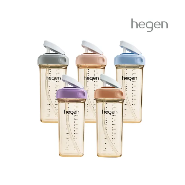 【hegen】總代理|PCTO™輕飲時光PPSU方圓型寬口吸管杯3.0 330ml 一般流速(嫣粉/霧灰/沁藍/漾紫/柔褐楓)