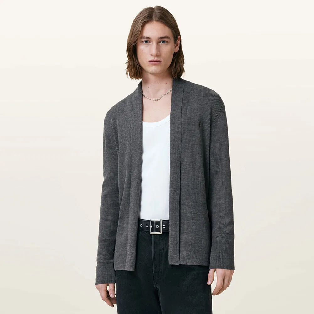 【ALLSAINTS】MODE 美純麗諾羊毛針織外套-灰 M083KB(舒適版型)