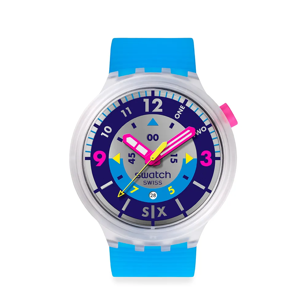 【SWATCH】NEON HIELO 大錶面手錶 男錶/女錶/瑞士製造 SB01K400(47mm)