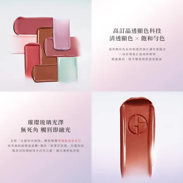 【ARMANI 亞曼尼】官方直營 訂製琉光潤唇膏雙入組(獨家色/長效水潤)