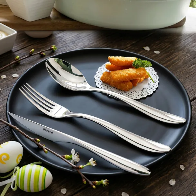 【Buderus】北歐極簡風316不鏽鋼質感西餐具三件組(餐刀/餐叉/餐匙 居家美學/質感餐具)