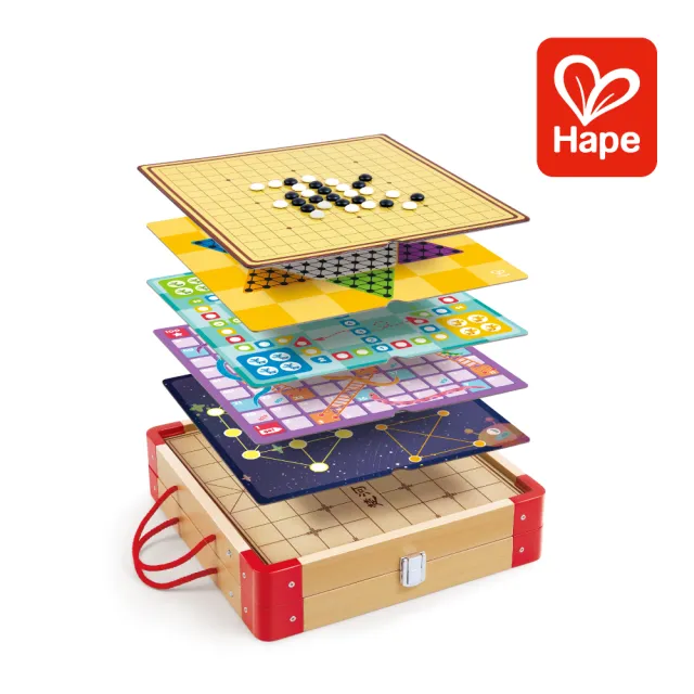 【Hape】22合1經典桌遊套組(共22種桌遊)(生日禮/精美禮盒包裝/益智玩具/跳棋/五子棋/中國象棋)