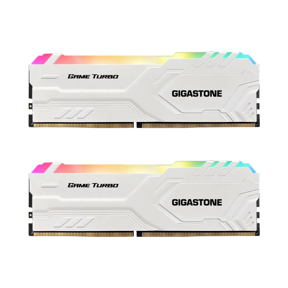 【Gigastone 立達國際】GAME TURBO DDR4 3200 16GB RGB 電競超頻 桌上型記憶體-白(PC專用/8GBx2)