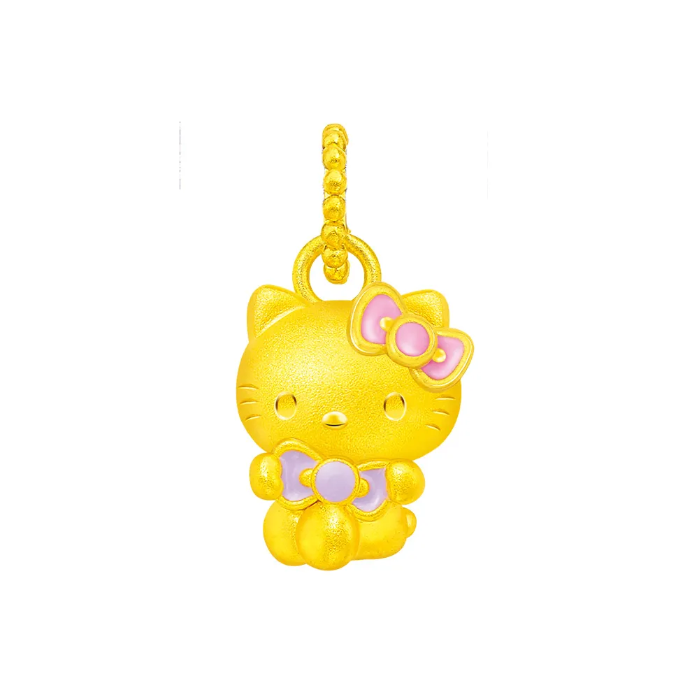 【Just Gold 鎮金店】Hello Kitty 幸福漫漫-蝴蝶結 黃金兩用串飾