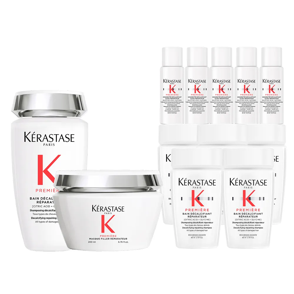 【KERASTASE 巴黎卡詩】白鑽升肽重建髮浴250ml+髮膜200ml(洗髮精/髮浴/髮膜/護髮/修護/養髮)